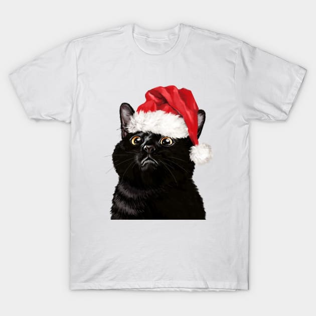 Christmas Black Cat T-Shirt by bignosework